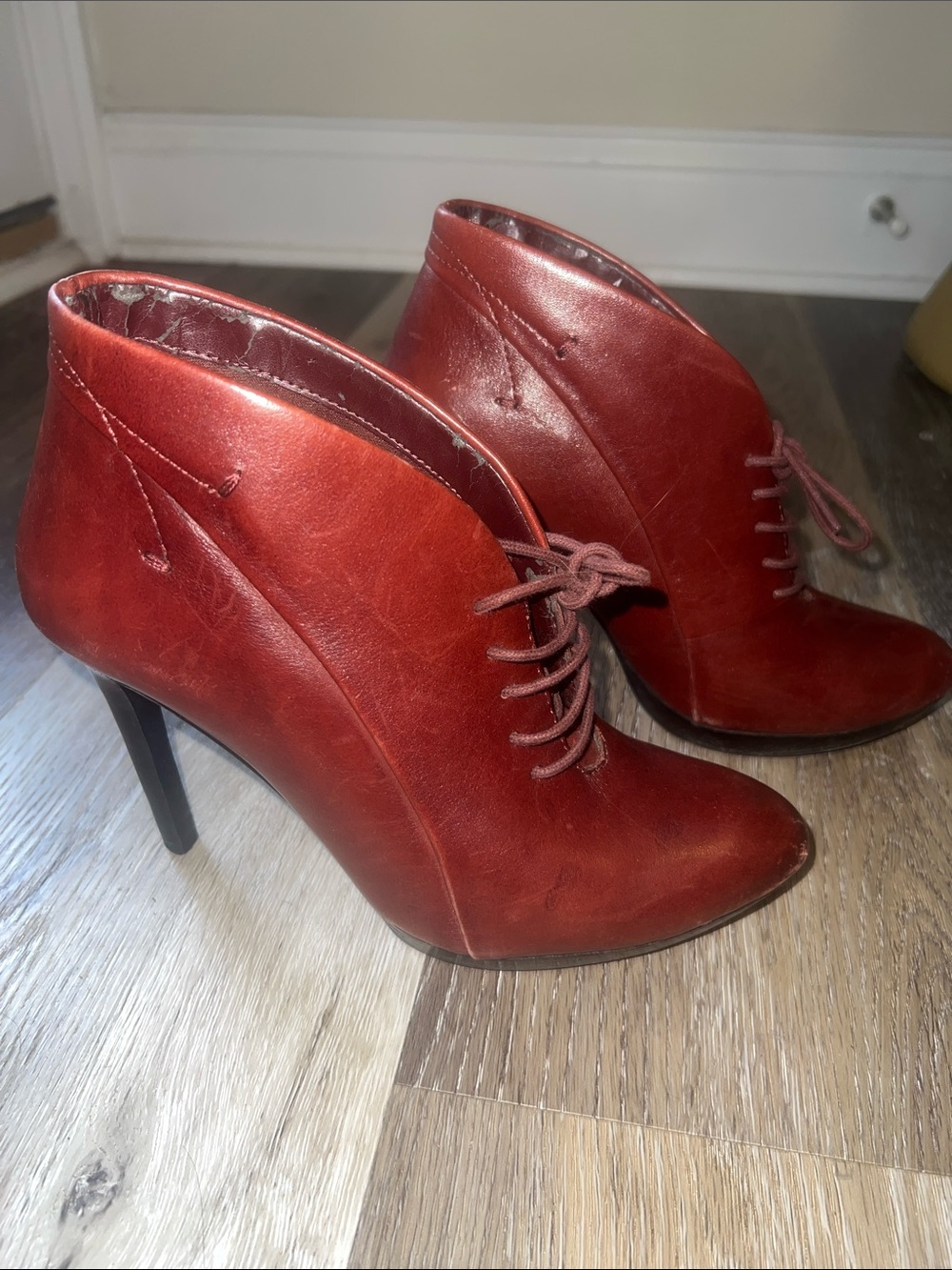 Autograph Leather Lace-Up Ankle Booties Purchased in Paris